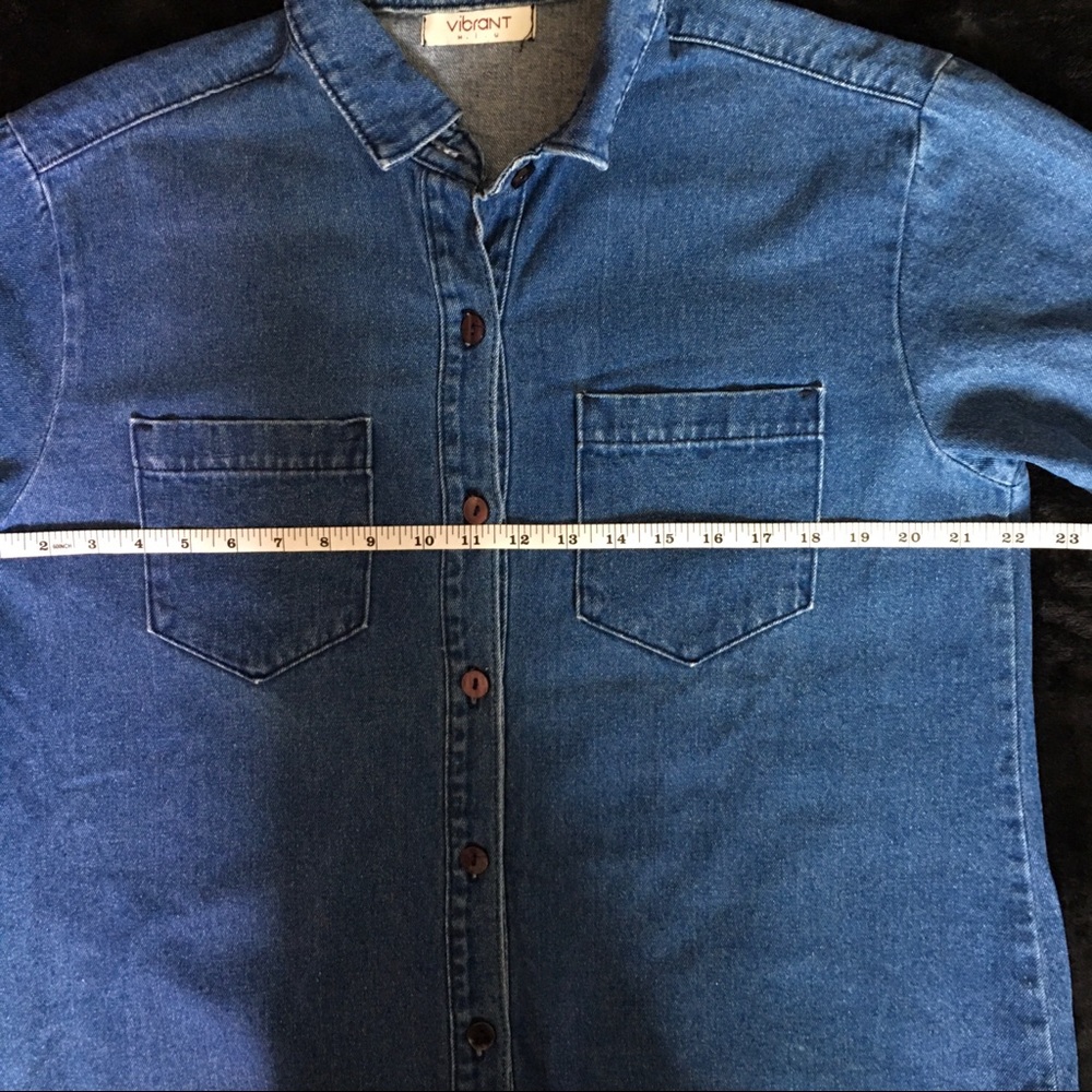 Vibrant m.i.u. Denim Dress | Extended Long Sleeve - Picture 11 of 14